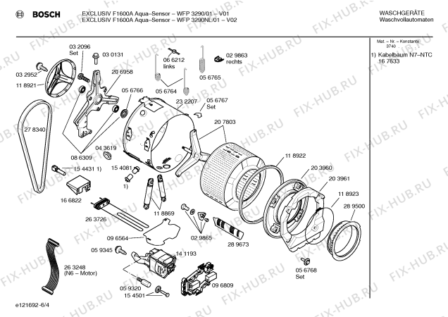 Взрыв-схема стиральной машины Bosch WFP3290NL Exclusiv F1600 A Aqua-Sensor - Схема узла 04