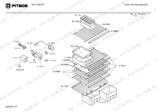 Схема №3 NFP2400RL с изображением Ручка для холодильной камеры Bosch 00091427