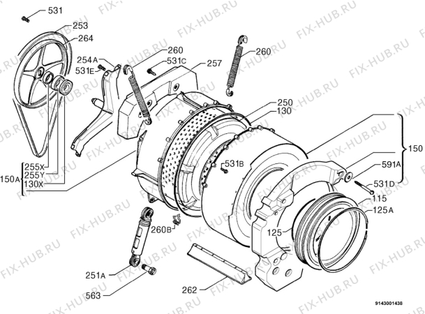 Взрыв-схема стиральной машины Aeg L12500VI - Схема узла Functional parts 267