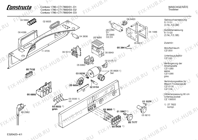 Схема №4 CT17800 CONTURA с изображением Панель для сушилки Bosch 00277822