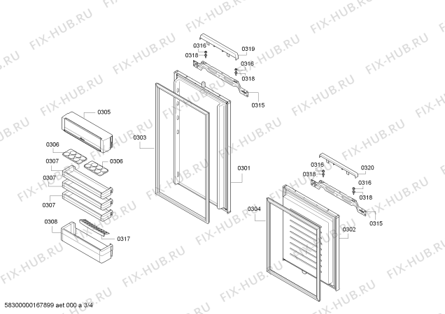 Схема №4 KI6863D40 с изображением Стеклопанель для холодильника Bosch 00743405
