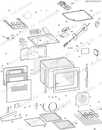 Взрыв-схема плиты (духовки) Ariston CP6VF8EE (F030704) - Схема узла