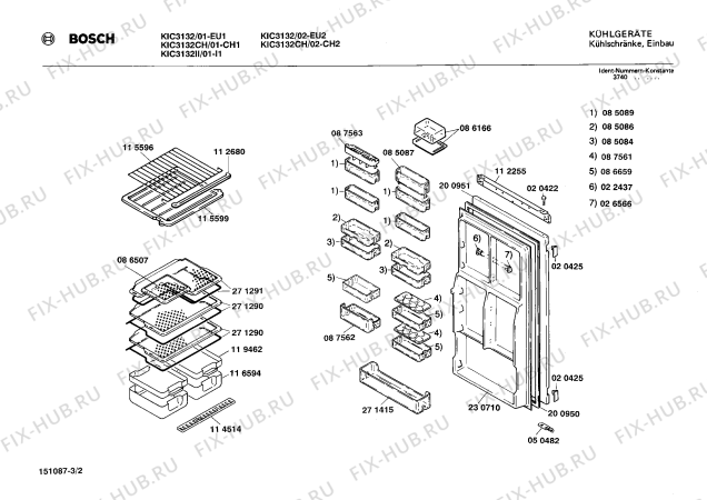 Взрыв-схема холодильника Bosch KIC3132 - Схема узла 02