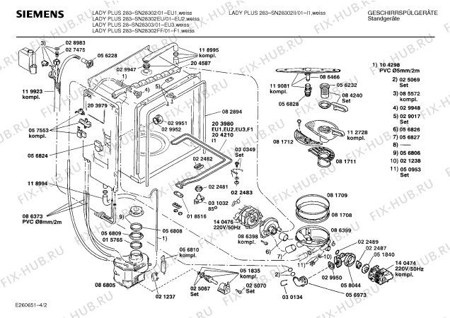 Взрыв-схема посудомоечной машины Siemens SN28303 - Схема узла 02