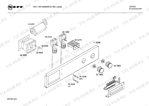 Взрыв-схема плиты (духовки) Neff B1120W0ID 10311 - Схема узла 02