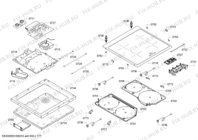 Взрыв-схема плиты (духовки) Bosch HCA748320U - Схема узла 07