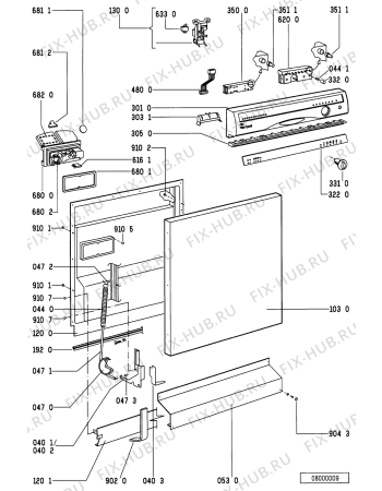 Схема №2 ADP 951 AV с изображением Обшивка для посудомоечной машины Whirlpool 481245379558