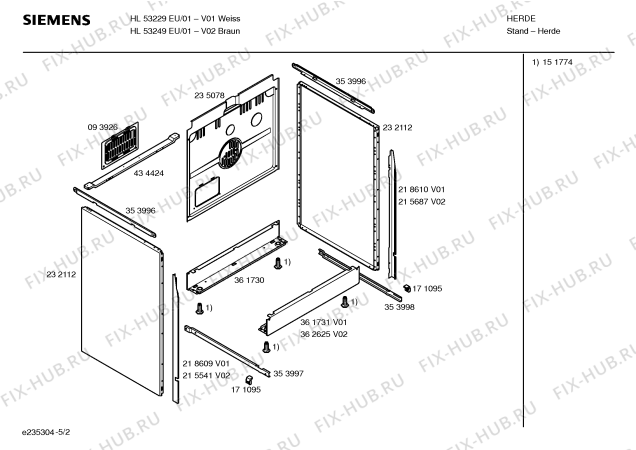 Схема №3 HL53229EU с изображением Стеклокерамика для духового шкафа Siemens 00238986