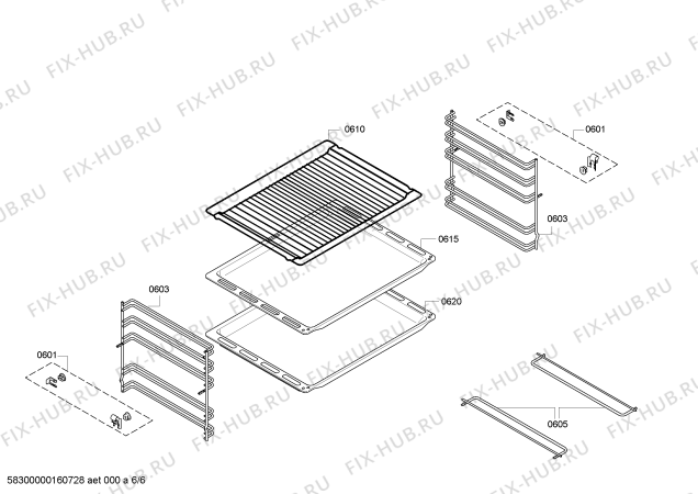Взрыв-схема плиты (духовки) Bosch HBG73B520C - Схема узла 06