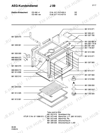 Взрыв-схема плиты (духовки) Aeg ES 490-W - Схема узла Section1