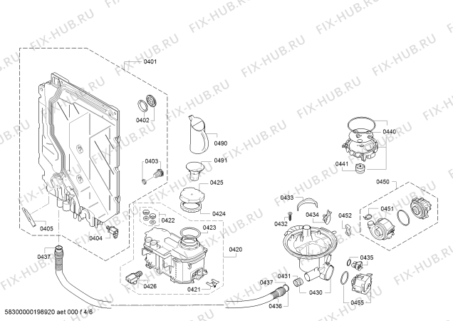 Взрыв-схема посудомоечной машины Siemens SX636X01GE - Схема узла 04