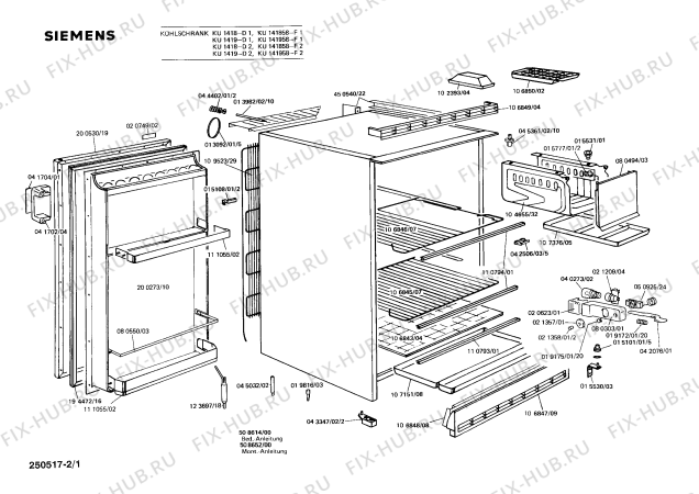 Схема №2 KU1414 с изображением Поднос для холодильника Siemens 00111055