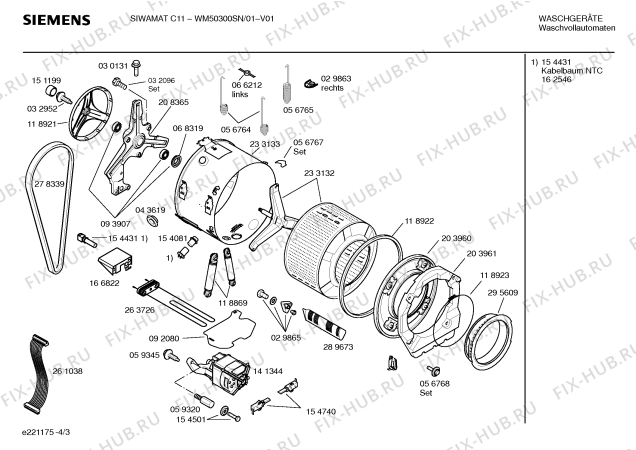 Схема №3 WM50300FG SIWAMAT C11 с изображением Ручка для стиралки Siemens 00263738