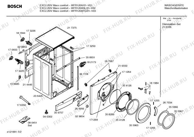 Схема №5 WFR120A Exclusiv Maxx comfort WFR120A с изображением Инструкция по установке и эксплуатации для стиралки Bosch 00500230