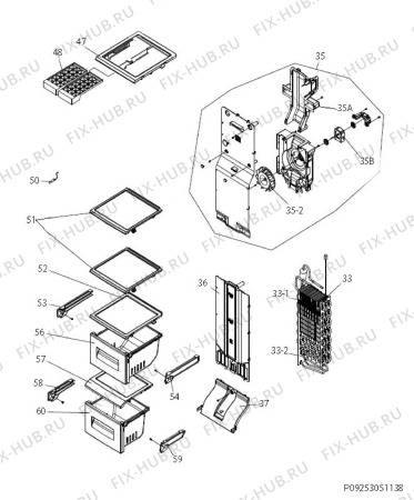 Взрыв-схема холодильника Electrolux EAL6240AOU - Схема узла Internal parts freezer