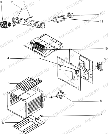 Взрыв-схема плиты (духовки) Indesit FE401 (F013080) - Схема узла