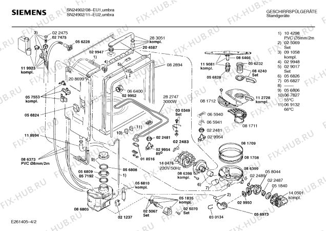Взрыв-схема посудомоечной машины Siemens SN24902 - Схема узла 02
