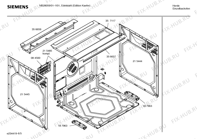 Взрыв-схема плиты (духовки) Siemens HB28059 - Схема узла 05