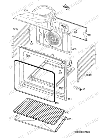 Взрыв-схема плиты (духовки) Aeg Electrolux EE3000021D - Схема узла Oven