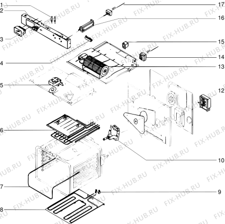 Взрыв-схема плиты (духовки) Indesit FE403TATW (F013156) - Схема узла