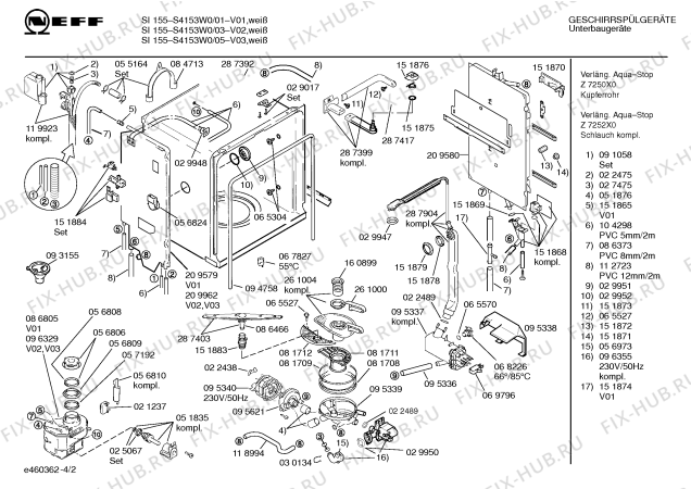 Схема №2 S4153W0 SI 155 с изображением Панель для посудомоечной машины Bosch 00287581