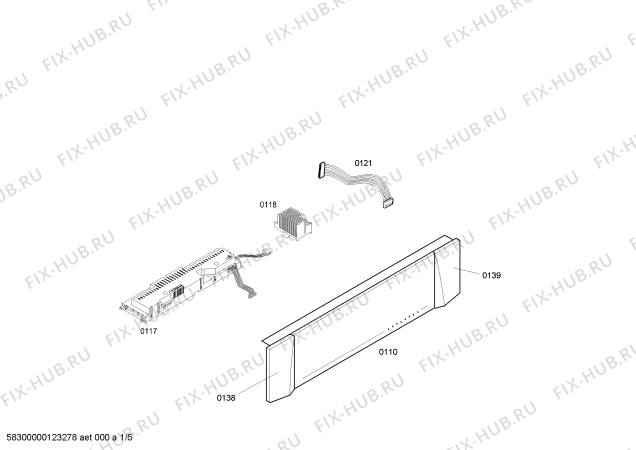 Схема №4 3HDS530X h.ba.ind.mltf.inx.pta_cr.worktop.touch с изображением Передняя часть корпуса для плиты (духовки) Bosch 00664941