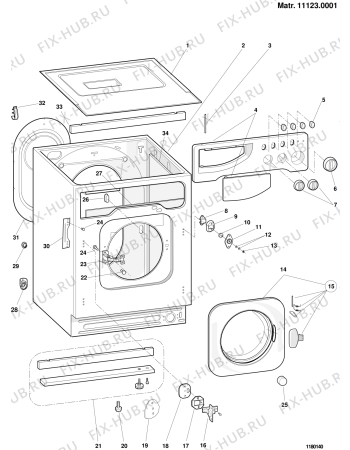 Взрыв-схема стиральной машины Indesit WME12X (F027230) - Схема узла