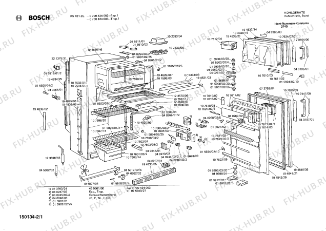 Схема №2 0700424002 KS421ZL с изображением Крышка для холодильника Bosch 00040245