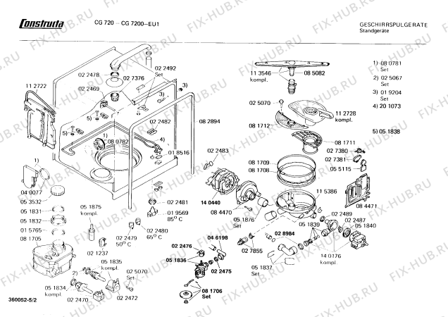 Схема №3 CG7200 CG720 с изображением Панель для посудомойки Bosch 00118829