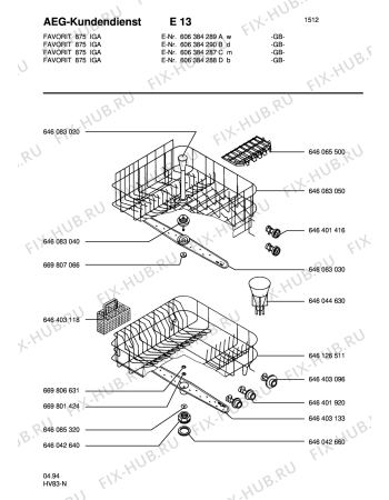Взрыв-схема посудомоечной машины Aeg FAV875I-W 3D GB - Схема узла Baskets, tubes 061