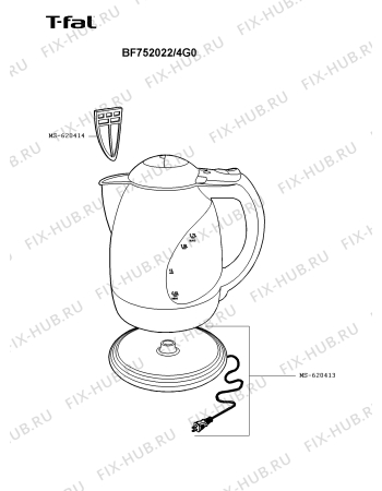 Схема №1 BF752022/4G0 с изображением Элемент корпуса для чайника (термопота) Seb MS-620413