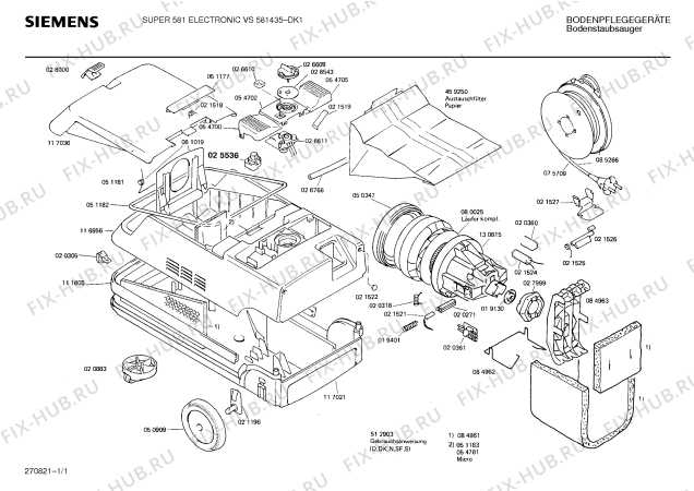 Схема №1 VS581435 SUPER 581 ELECTRONIC с изображением Диск для пылесоса Siemens 00028543