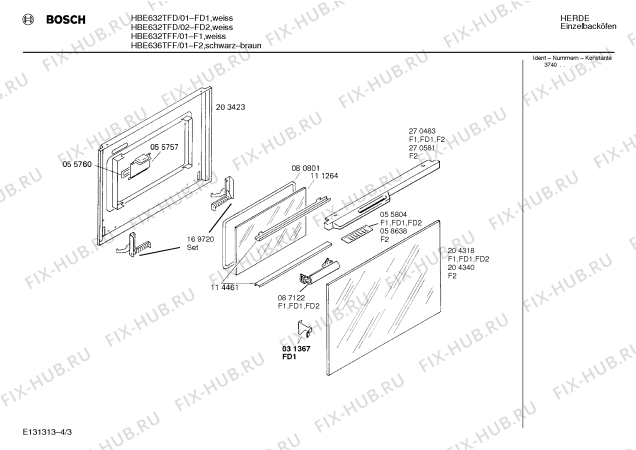 Взрыв-схема плиты (духовки) Bosch HBE632TFD - Схема узла 03