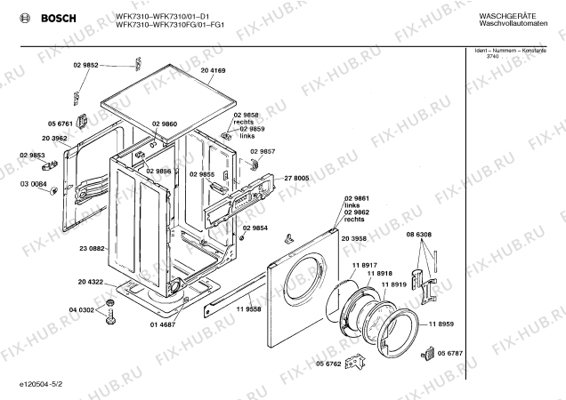 Схема №3 WFK7310FG WFK7310 с изображением Панель для стиралки Bosch 00271636