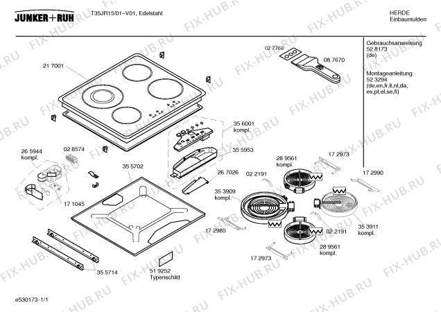 Схема №1 T35JR15 с изображением Стеклокерамика для плиты (духовки) Bosch 00217001