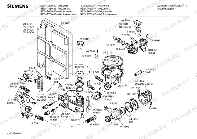 Схема №4 SE54A760 с изображением Передняя панель для посудомойки Siemens 00434652