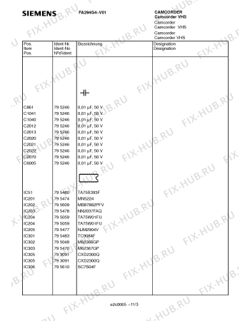 Схема №10 FA294G4 с изображением Инструкция по эксплуатации для видеоэлектроники Siemens 00531156