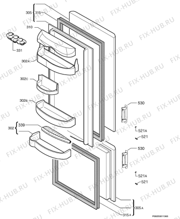 Взрыв-схема холодильника Electrolux ERB3321 - Схема узла Door 003