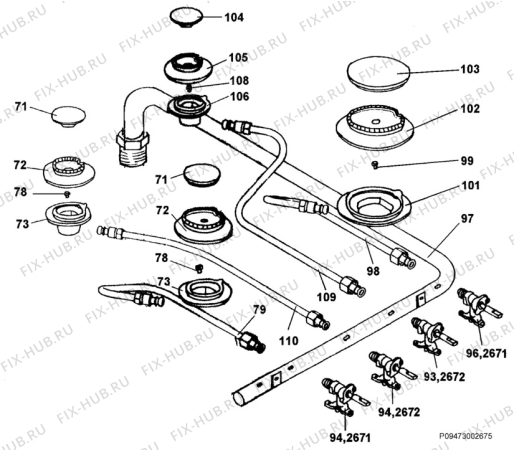 Взрыв-схема плиты (духовки) Zanussi ZC540GSA - Схема узла Section 6