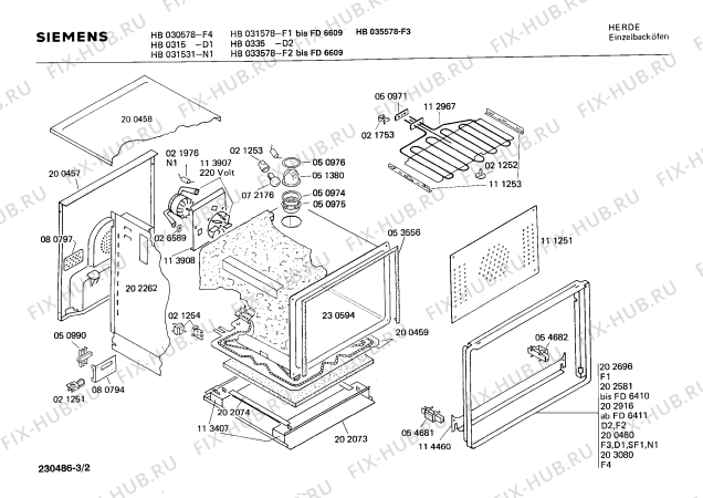 Взрыв-схема плиты (духовки) Siemens HB0315 - Схема узла 02