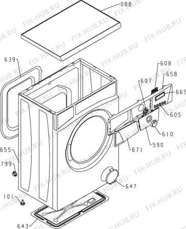 Схема №1 WS53120 (247229, PS35/120) с изображением Обшивка для стиральной машины Gorenje 300247