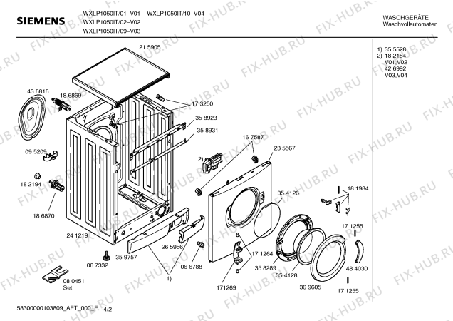 Взрыв-схема стиральной машины Siemens WXLP1050IT SIWAMAT  XLP1050 - Схема узла 02