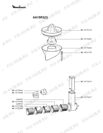 Взрыв-схема мясорубки Moulinex AA15R3(2) - Схема узла JP001060.3P3