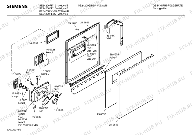 Схема №6 SE24200GB с изображением Передняя панель для посудомойки Siemens 00351691