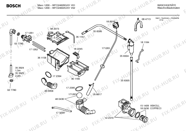 Схема №3 WFO2060AU Maxx1000 с изображением Инструкция по установке и эксплуатации для стиральной машины Bosch 00586637
