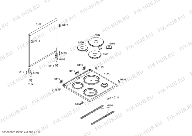 Схема №5 P1HCB31329 с изображением Панель управления для плиты (духовки) Bosch 00668282