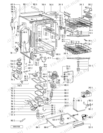 Схема №1 ADG 934/1 IX с изображением Обшивка для электропосудомоечной машины Whirlpool 481245379922
