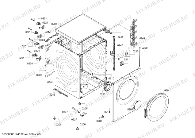 Взрыв-схема стиральной машины Bosch WAP24201UC Axxis - Схема узла 02