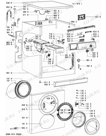 Схема №2 FL 1266 с изображением Обшивка для стиральной машины Whirlpool 480111100454