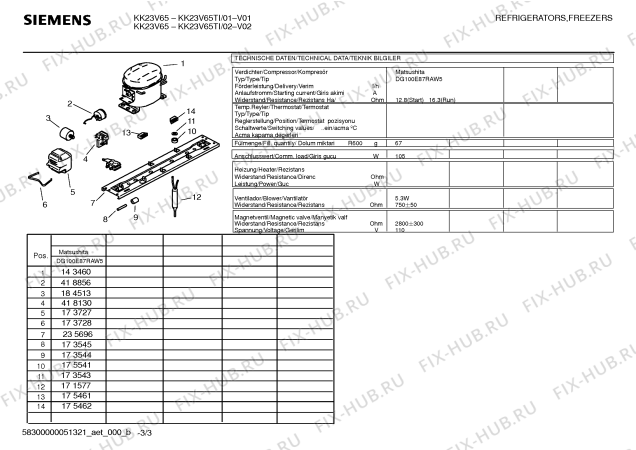 Схема №3 KG21V75TI с изображением Инструкция по эксплуатации для холодильника Siemens 00586781